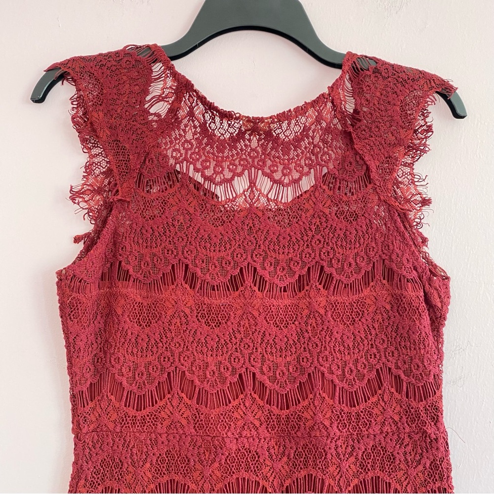 Free People Intimately Red Lace Slip Dress with Lining size small - Picture 11 of 13